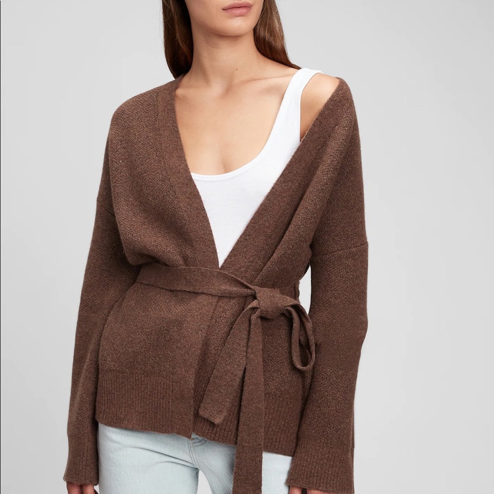 NWT Gap open front wrap cardigan in a rich gorgeous brown - small